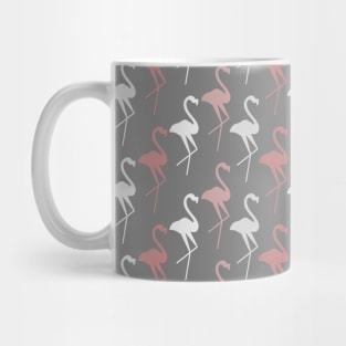 Seamless patterns with flamingos on grey background Mug